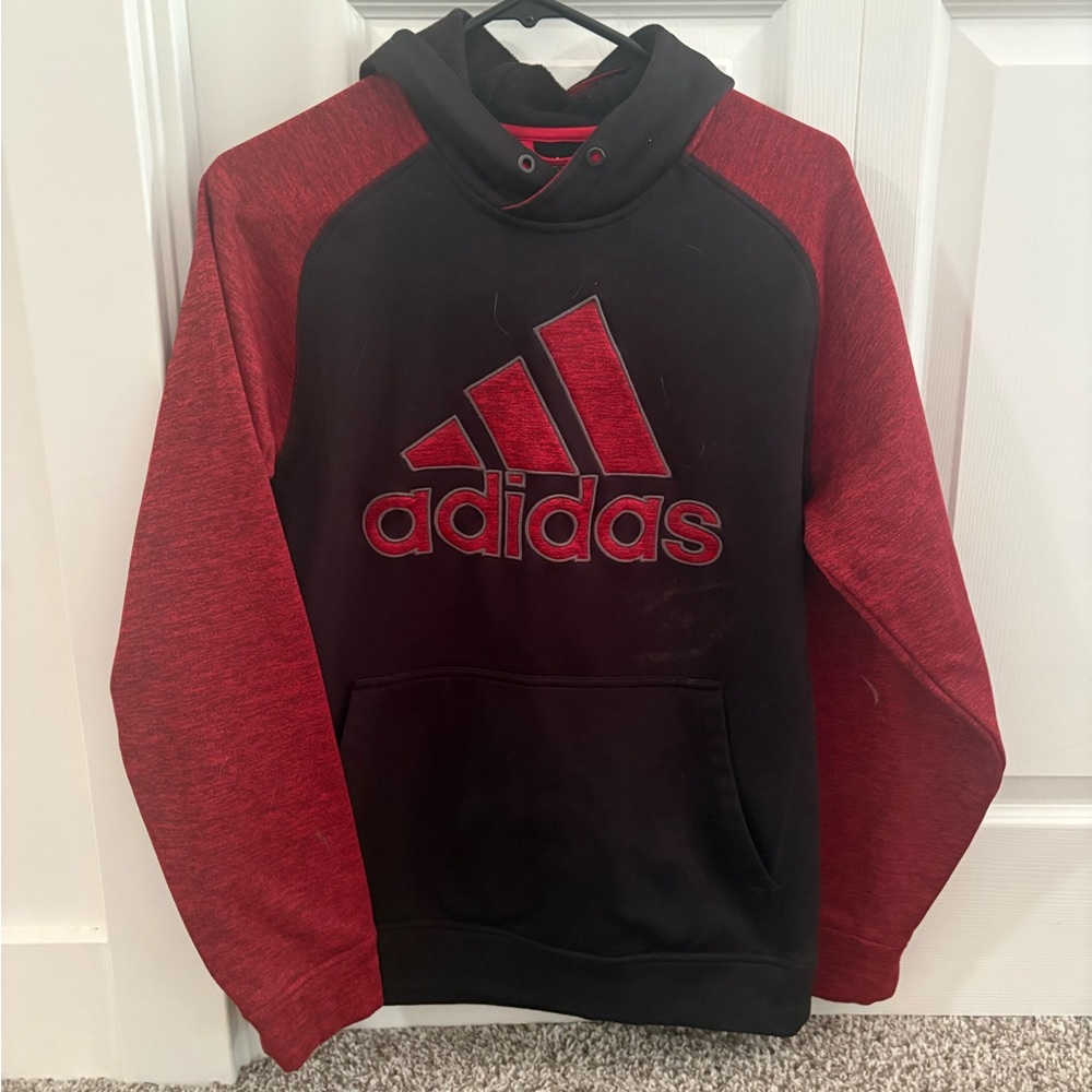 adidas Black Hoodie with Red Trim and Logo
